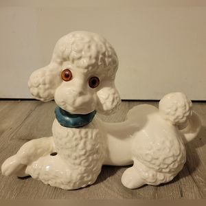 Vintage 1977 ceramic crackle glaze poodle